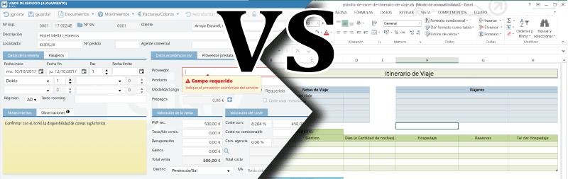 Programa para agencias de viajes vs Excel